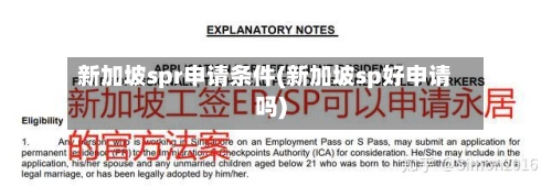新加坡spr申请条件(新加坡sp好申请吗)