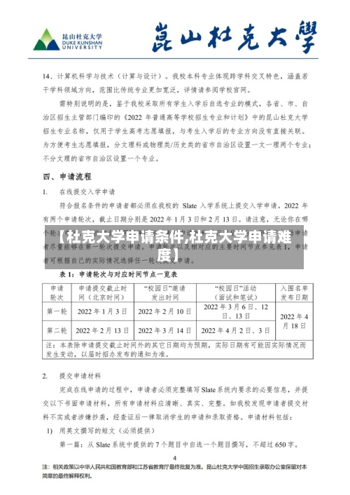 【杜克大学申请条件,杜克大学申请难度】